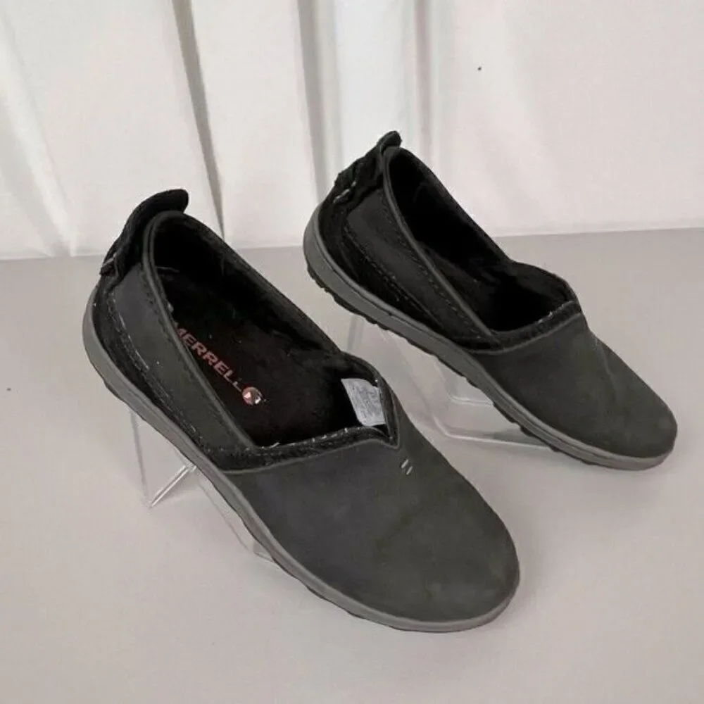 MERRELL WOMENS SLIP ON LOAFERS BLACK SIZE 6 1/2